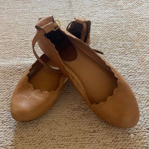 Cute brown leather ballet flats